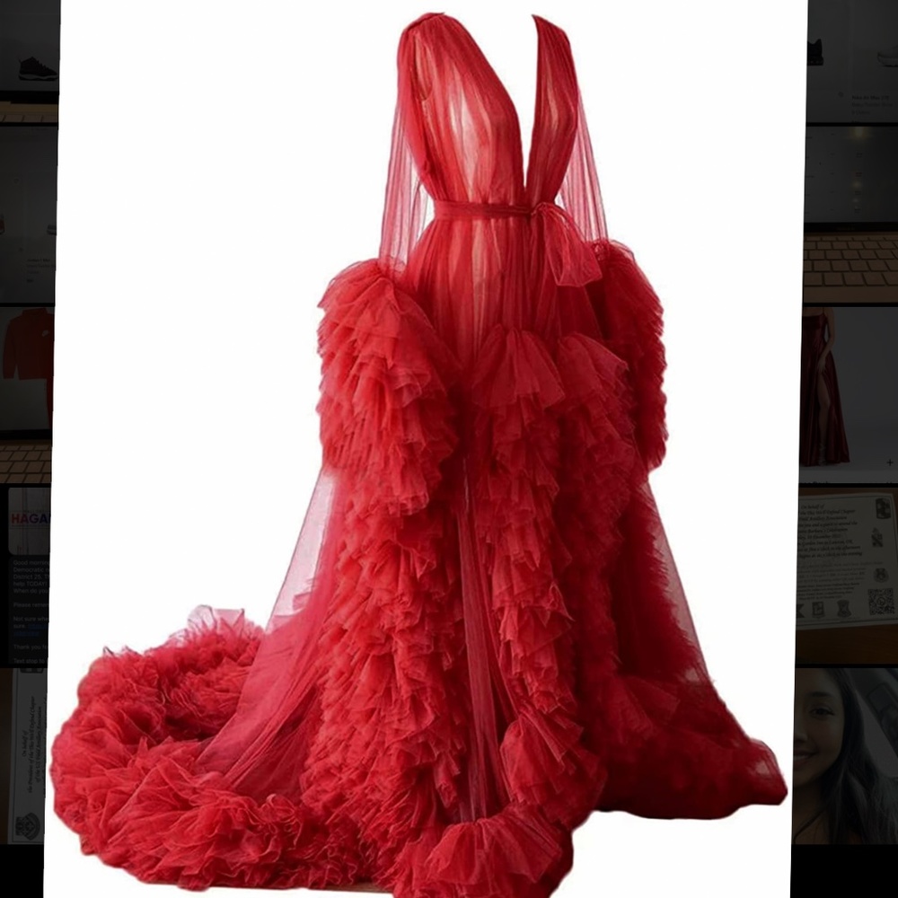 Red tulle robe dress